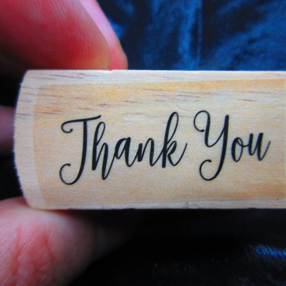 Thank You Rubber Wood Mounted Stamp 1" X 2" - Picture 1 of 3